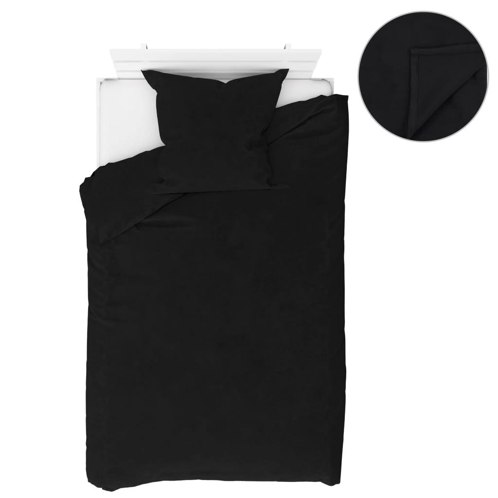 Sengesæt 4 dele 155 x 200/80 x 80 cm fleece sort