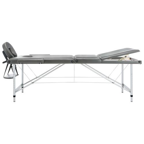 Massagebord med 3 zoner aluminiumsstel 186 x 68 cm antracitgrå