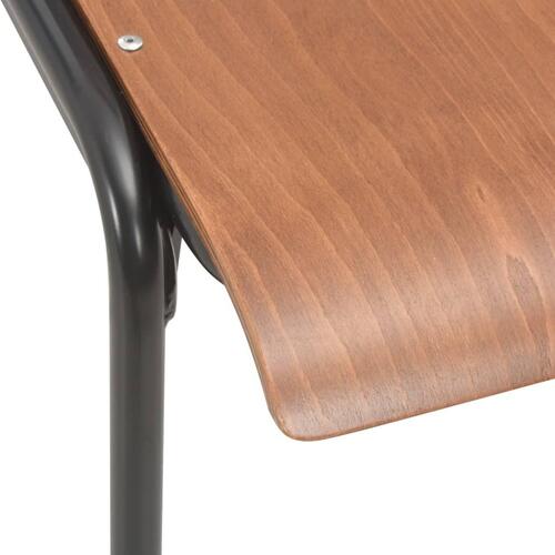 Spisebordsstole 4 stk. massive krydsfiner og stål brun