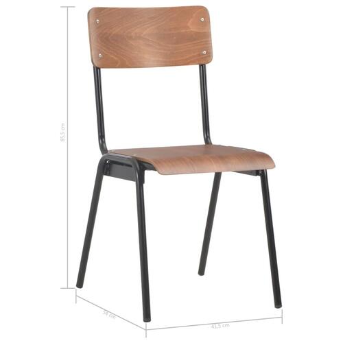 Spisebordsstole 4 stk. massive krydsfiner og stål brun