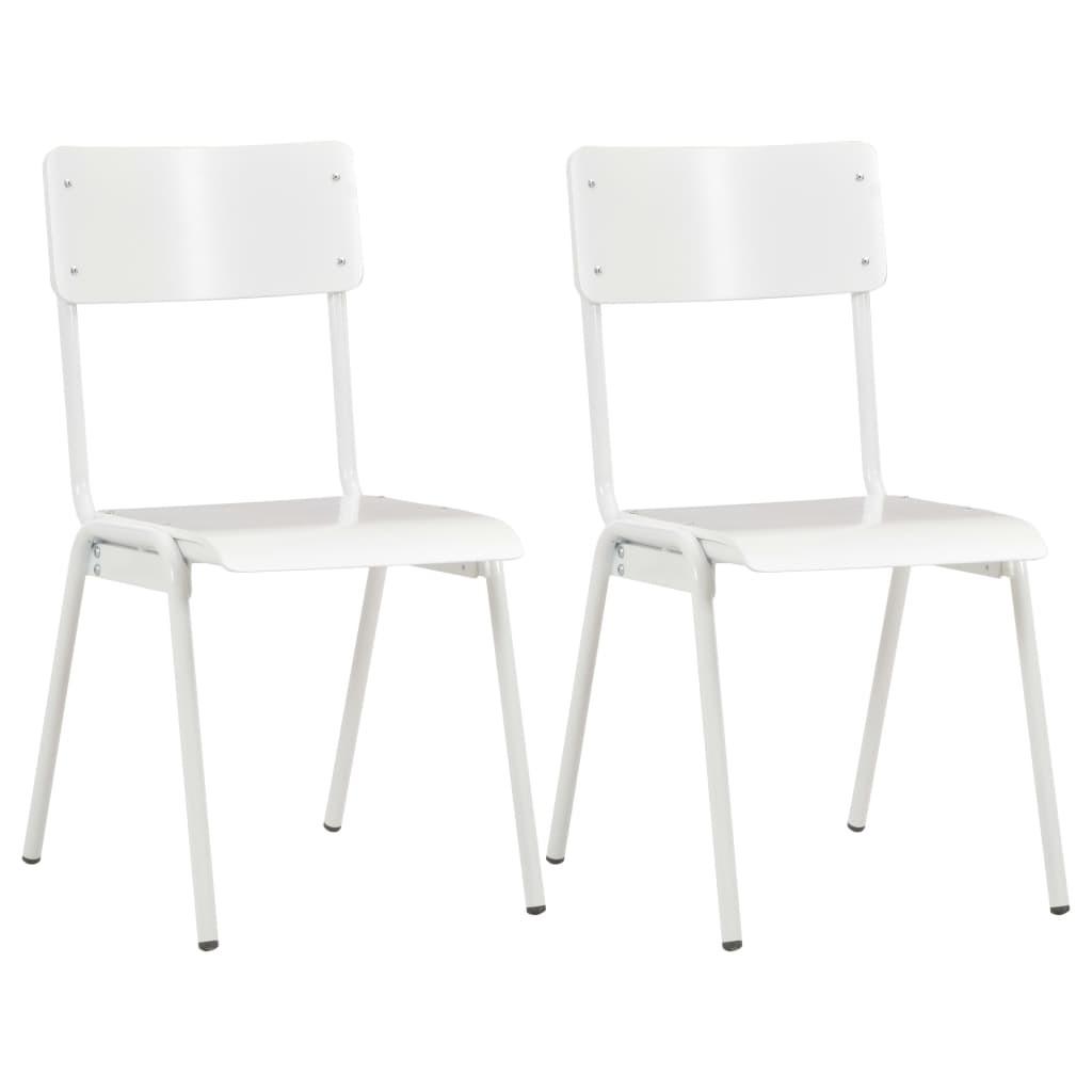 Spisebordsstole 2 stk. massivt krydsfinér stål hvid