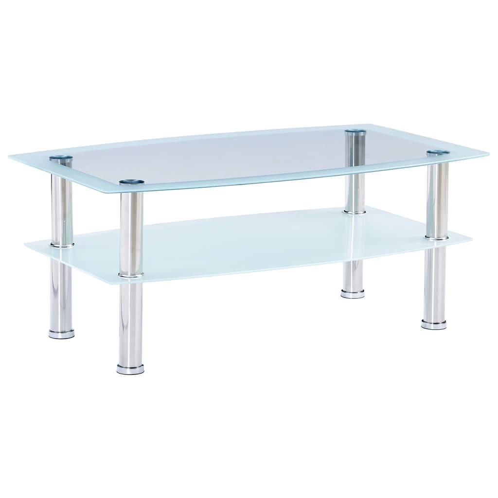 Sofabord 100 x 60 x 42 cm hærdet glas hvid
