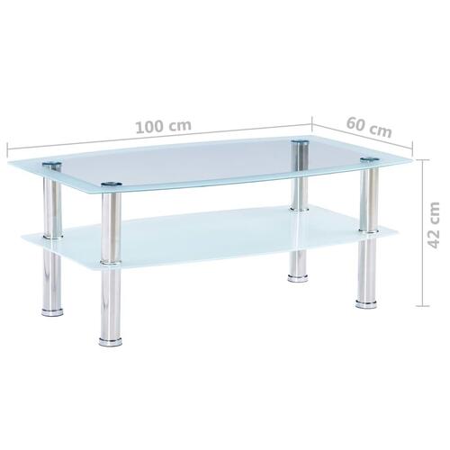 Sofabord 100 x 60 x 42 cm hærdet glas hvid