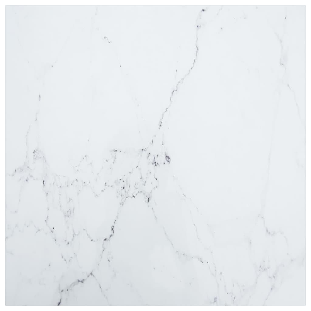 Bordplade 80x80 cm 6 mm hærdet glas med marmordesign hvid