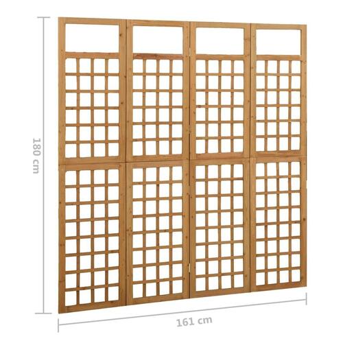 4-panels rumdeler/espalier 161x180 cm massivt grantræ