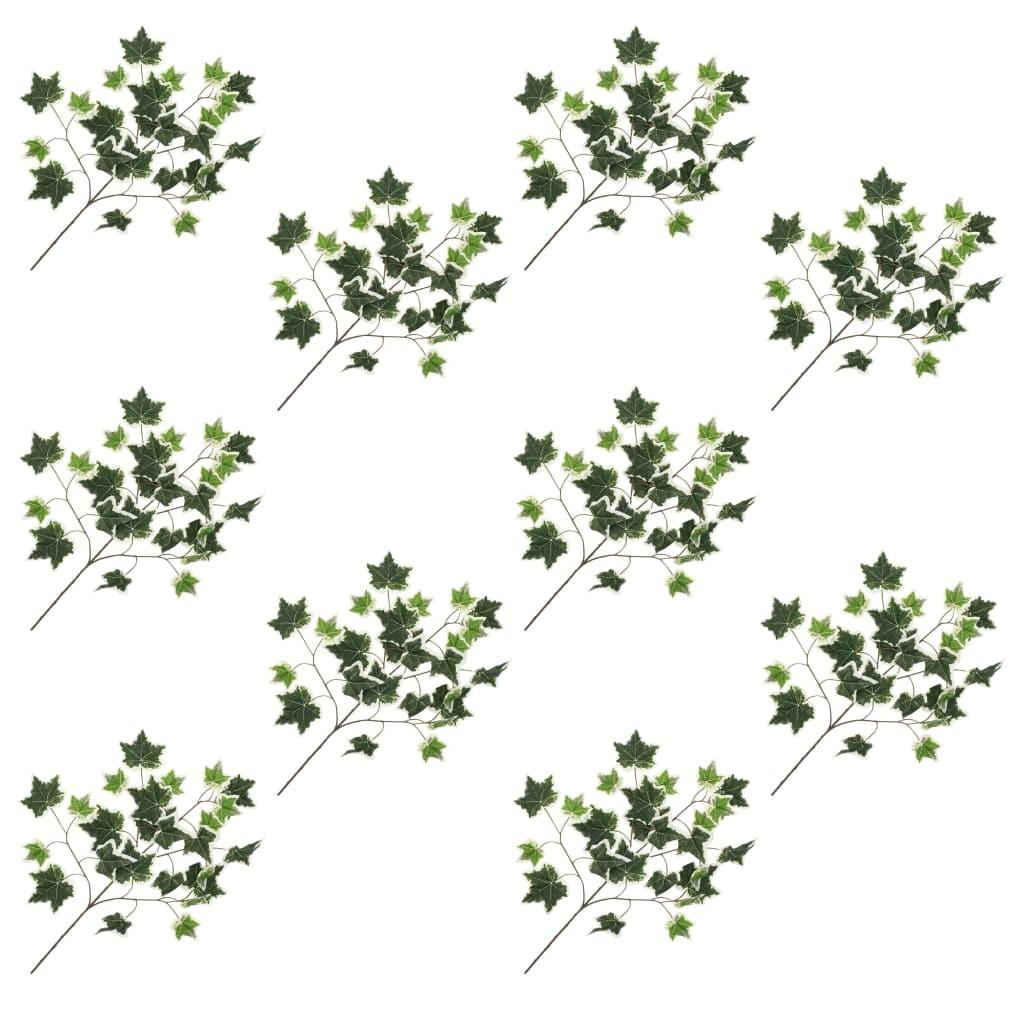 Kunstige vedbendblade 10 stk. 70 cm grøn og hvid