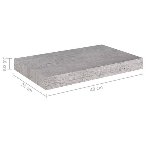 Svævehylder 4 stk. 40x23x3,8 cm MDF betongrå