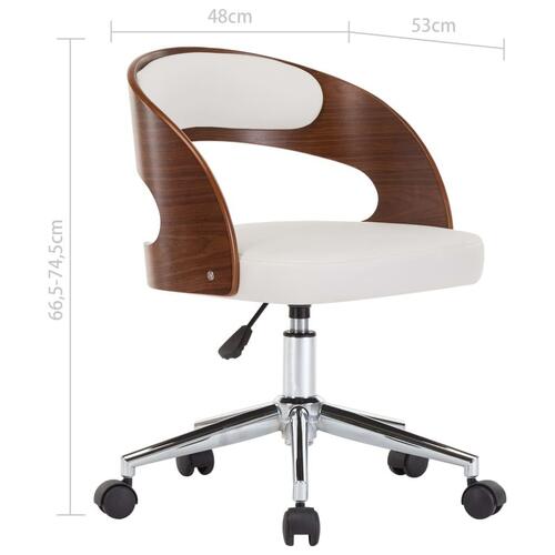 Drejelig kontorstol bøjet træ og kunstlæder hvid