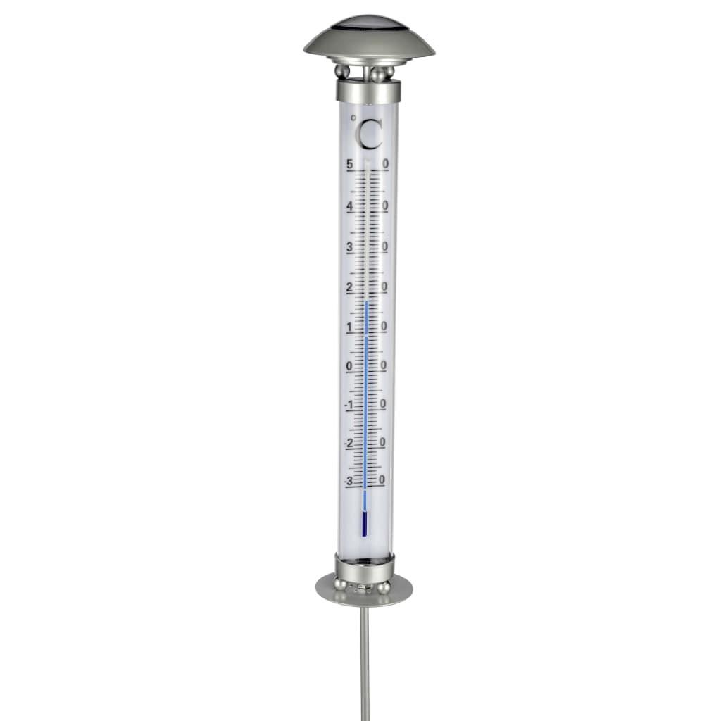 Billede af soldrevet havelampe med termometer hos Boligcenter.dk