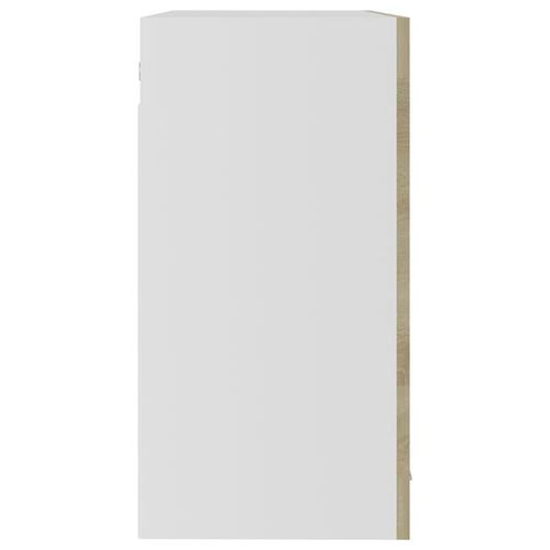 Vægskab med glaslåger 80x31x60 cm spånplade sonoma-eg