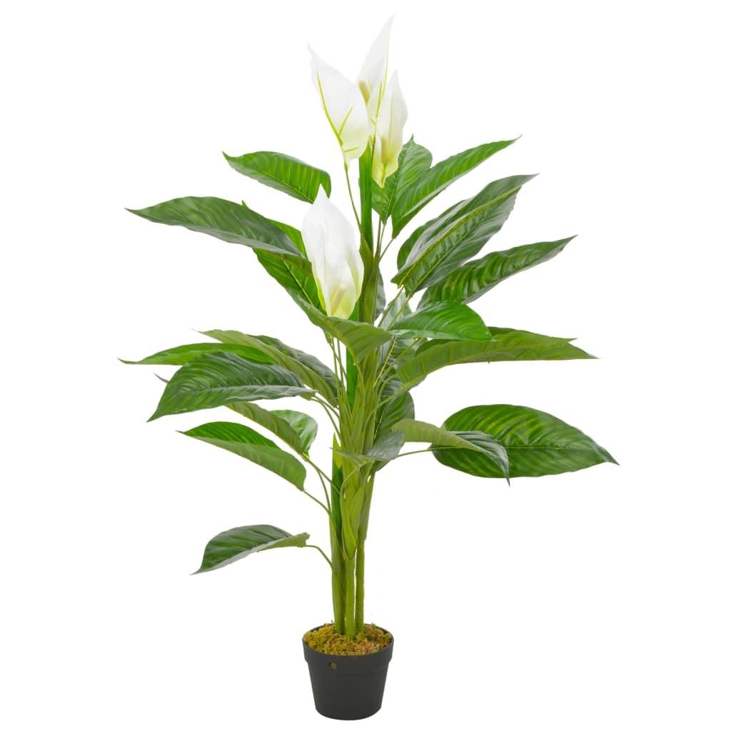 Kunstig plante flamingoblomst med urtpotte hvid 115 cm