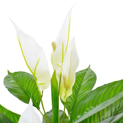 Kunstig plante flamingoblomst med urtpotte hvid 115 cm