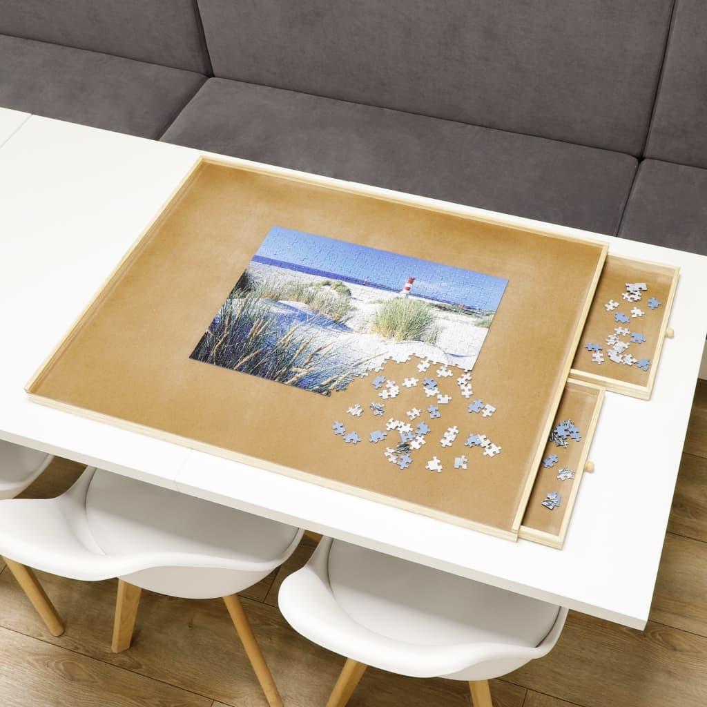 Billede af puslespilsbord med 4 skuffer 76x57x4,5 cm træ hos Boligcenter.dk