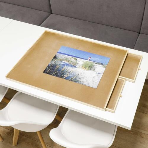 puslespilsbord med 4 skuffer 76x57x4,5 cm træ