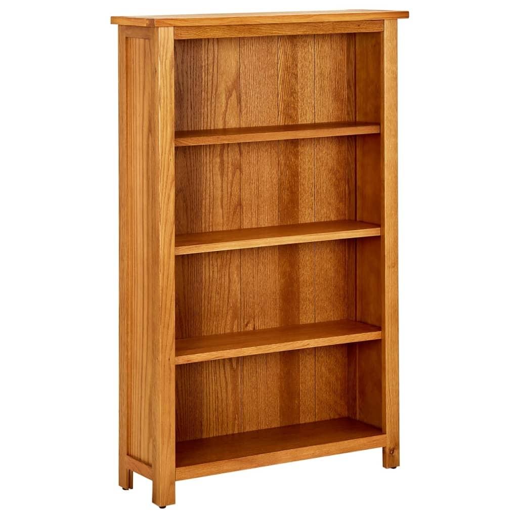 Bogreol med 4 hylder 70x22x110 cm massivt egetræ