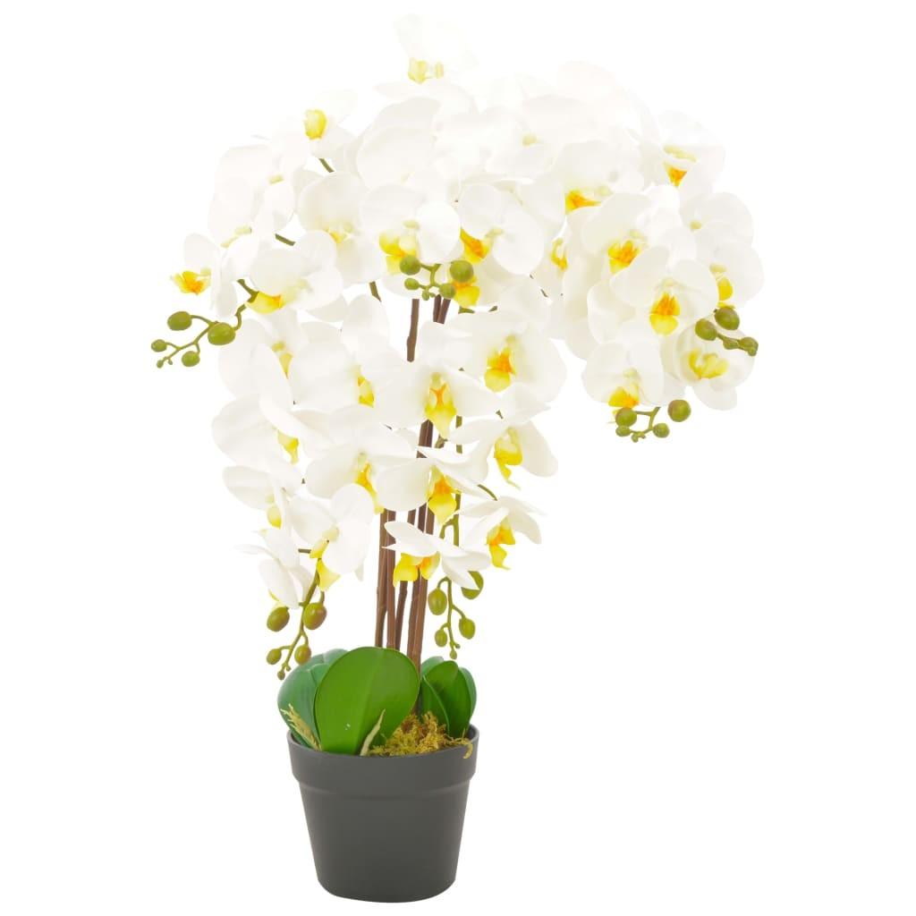 Kunstig plante orkidé med urtepotte hvid 60 cm
