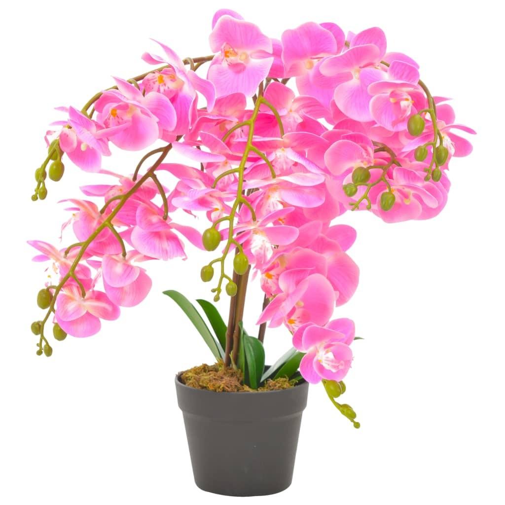 Kunstig plante orkidé med urtepotte pink 60 cm