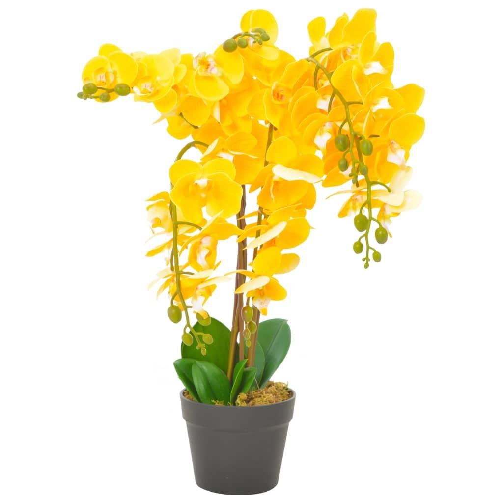 Kunstig plante orkidé med potte gul 60 cm