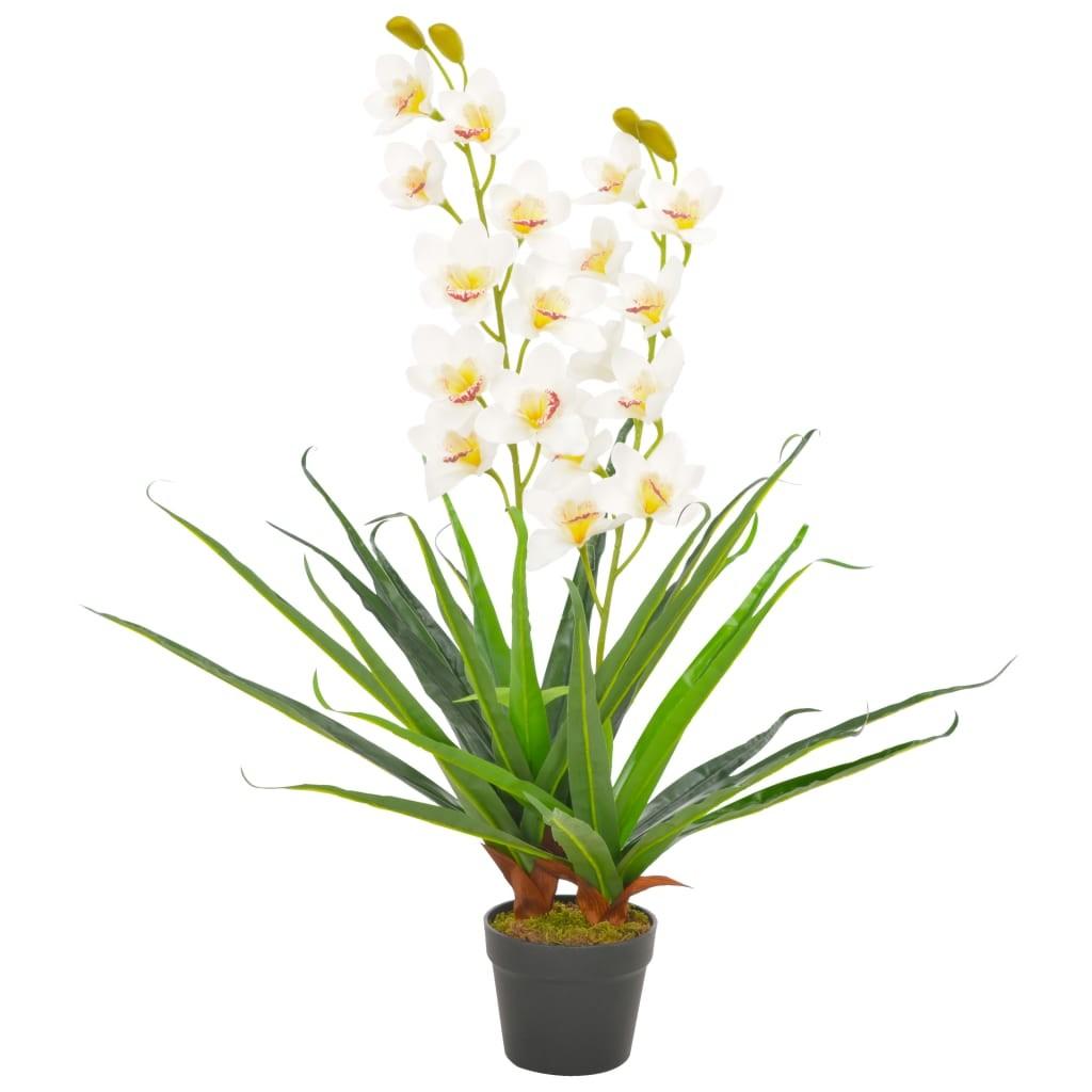 Kunstig plante orkidé med urtepotte hvid 90 cm