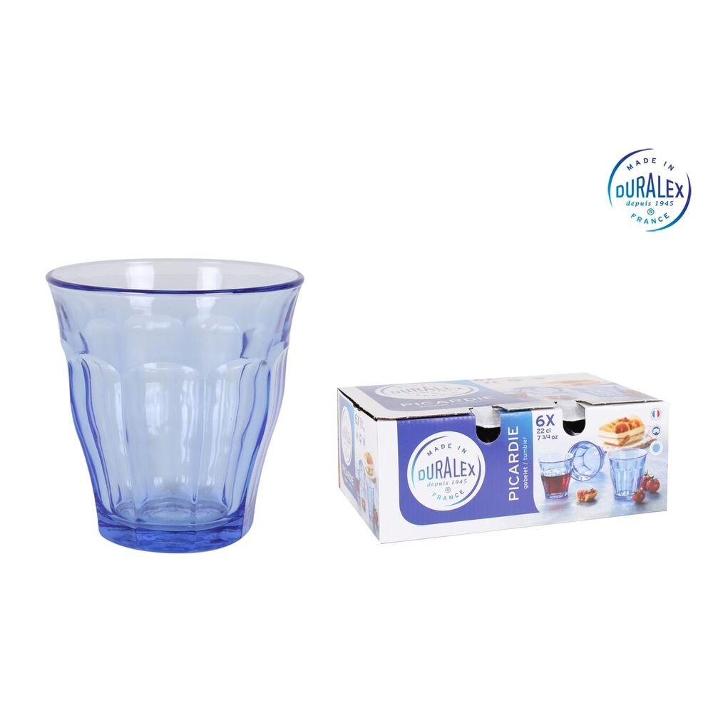 Duralex Picardie glassæt - blå drikkeglas 220 ml (6 stk.)