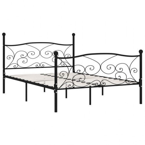Sengestel med lamelbund 160 × 200 cm - metal, sort