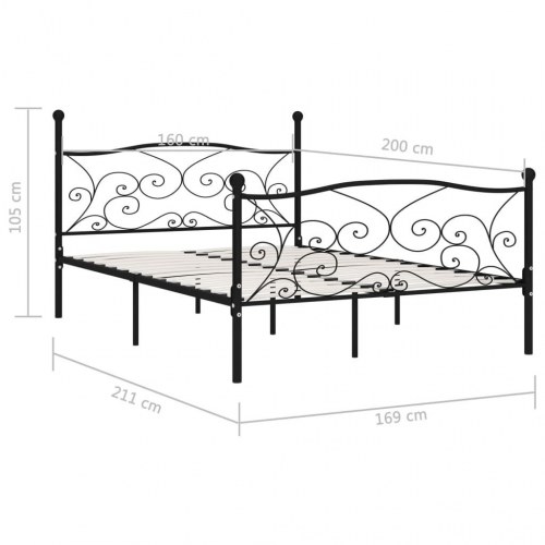 Sengestel med lamelbund 160 × 200 cm - metal, sort