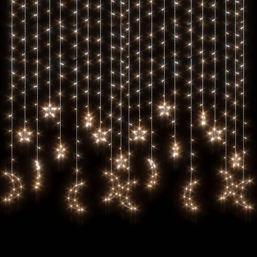 Fairy lights-lyskæder stjerne og måne 345 LED'er varm hvid