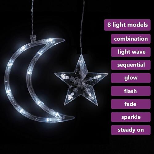 Fairy lights-lyskæder stjerne og måne 345 LED'er kold hvid
