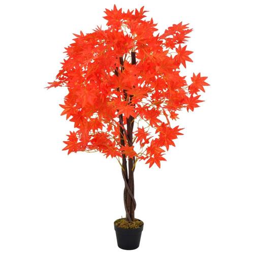 Kunstig løvtræ med potte 120 cm rød