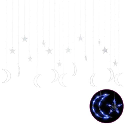 Lyskæde m. stjerner + måner 345 LED'er fjernbetjening blå