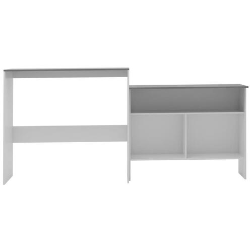 Barbord med 2 bordplader 130x40x120 cm hvid og grå