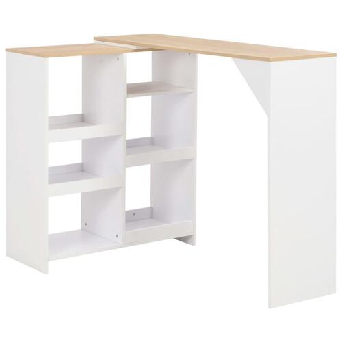 Barbord med flytbar hylde 138x39x110 cm hvid