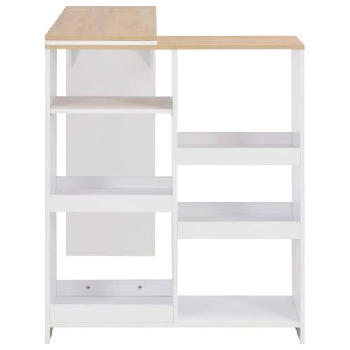 Barbord med flytbar hylde 138x39x110 cm hvid