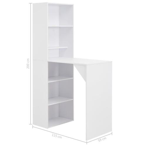 Barbord med skab 115x59x200 cm hvid
