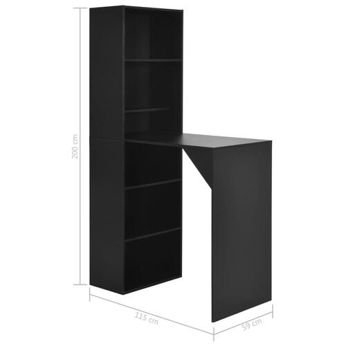 Barbord med skab 115x59x200 cm sort