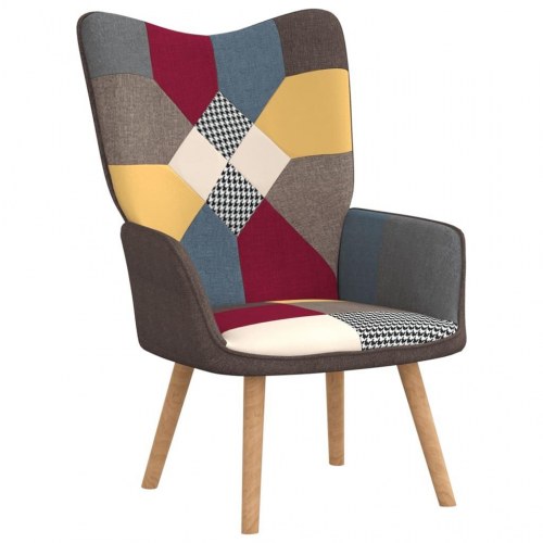 Lænestol med fodskammel stof patchwork