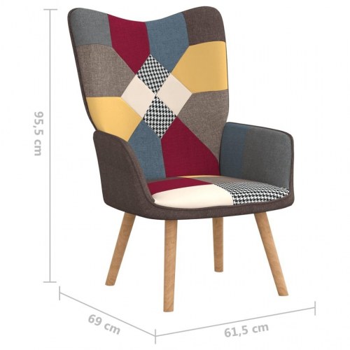 Lænestol med fodskammel stof patchwork