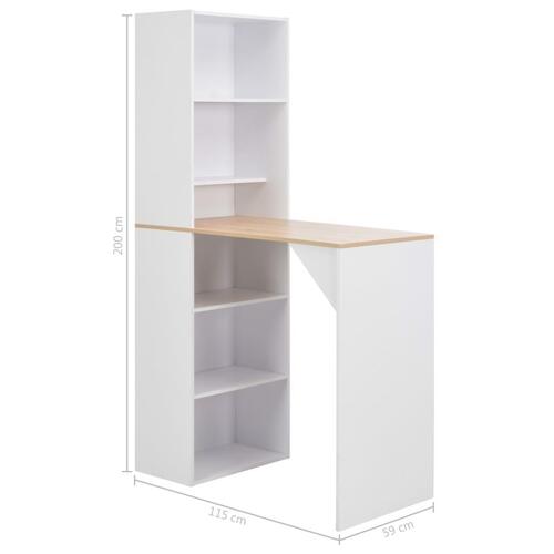 Barbord med skab 115x59x200 cm hvid