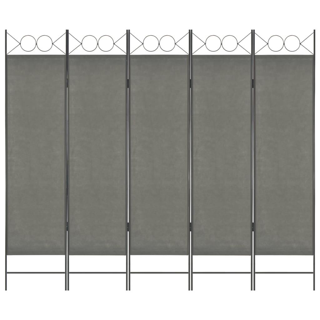 5-panels rumdeler 200 x 180 cm antracitgrå