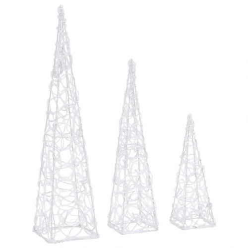 Dekorativt LED-lyskeglesæt 30/45/60 cm akryl varm hvid