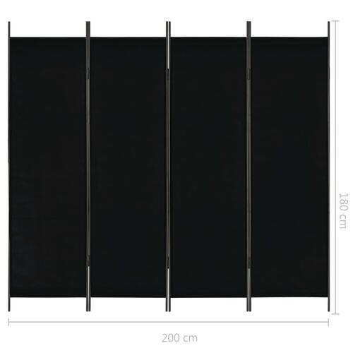 4-panels rumdeler 200 x 180 cm sort