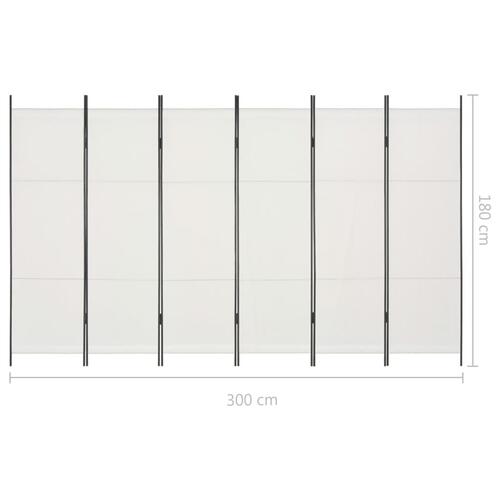 6-panels rumdeler 300 x 180 cm hvid