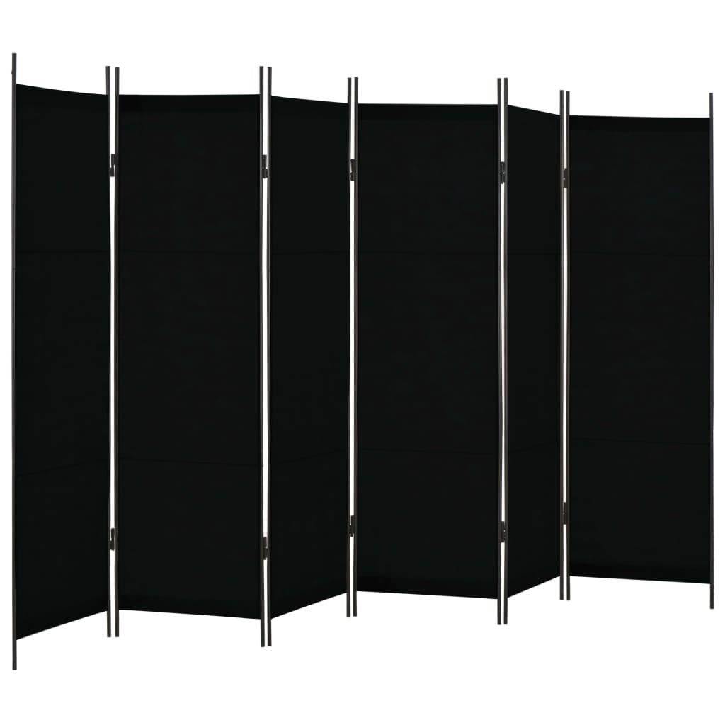 6-panels rumdeler 300 x 180 cm sort