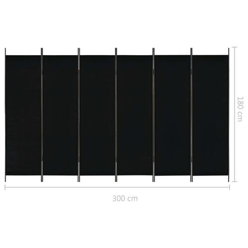 6-panels rumdeler 300 x 180 cm sort