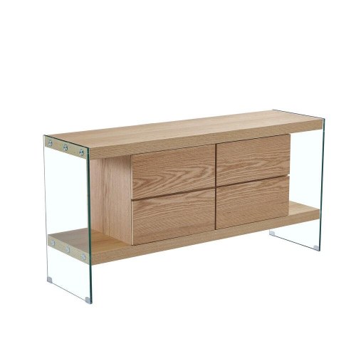 Skænk - gennemsigtig/lys brun, træ/MDF, 160 × 45 × 80 cm