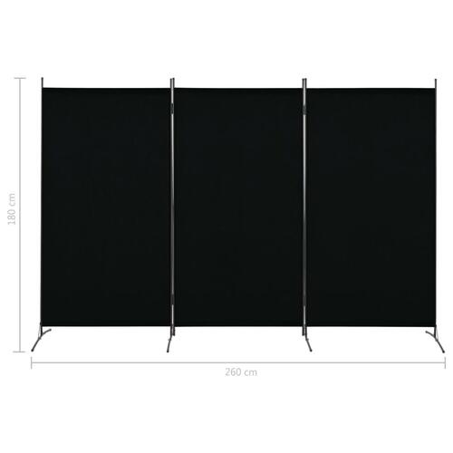3-panels rumdeler 260 x 180 cm sort