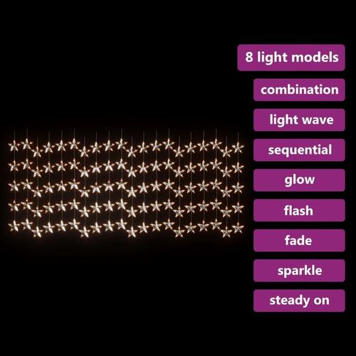LED-lysgardin med stjerner 500 LED'er 8 funktioner varm hvid