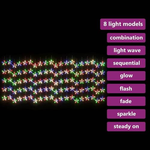 LED-lysgardin m. stjerner 500 LED'er 8 funktioner farverigt lys