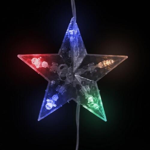 LED-lysgardin m. stjerner 500 LED'er 8 funktioner farverigt lys
