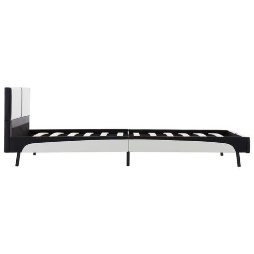 Sengestel hvid og sort kunstlæder 90 x 200 cm